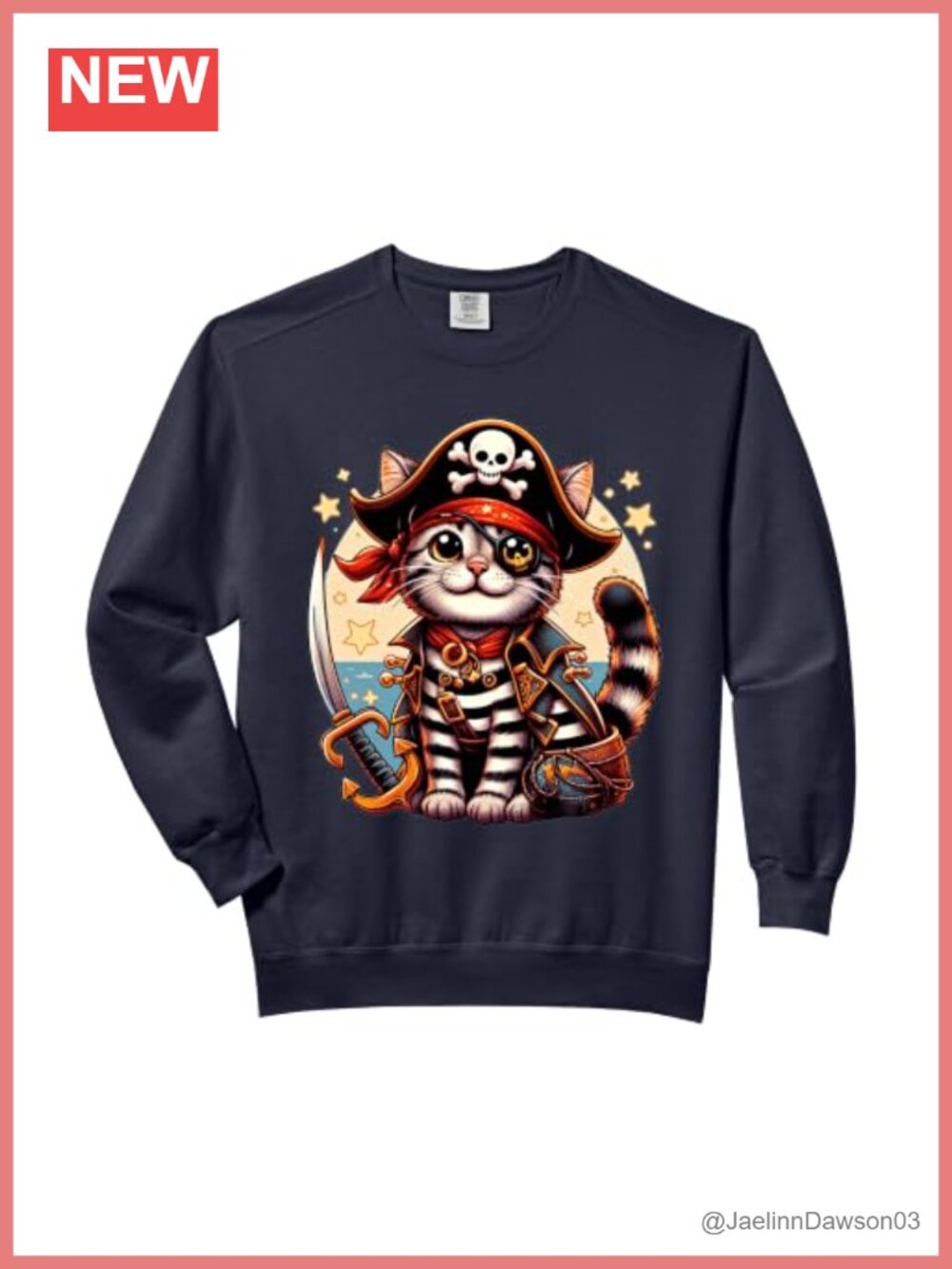 Pirate Cat Jolly Roger Cat Lover Comfort Colors Sweatshirt